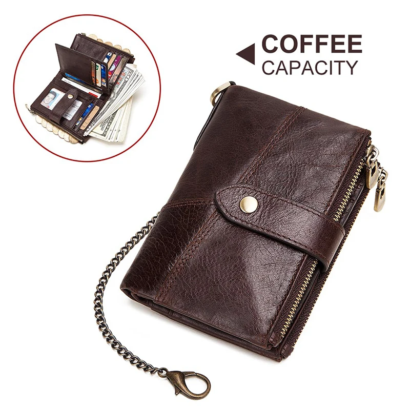 889-coffee-chain Genuine Leather Women Wallet GZCZ Casual Men Wallet Women Long Wallet In Women`s Wallet and Purses Retro Rfid Women Short Wallet - Цвет: 889-coffee-chain