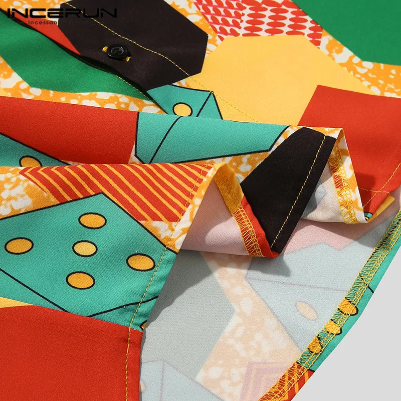 

INCERUN Men Hawaiian Sets Printed Streetwear Lapel Short Sleeve Shirt Beach Shorts Vacation Casual Men's Suits 2 Pieces S-3XL