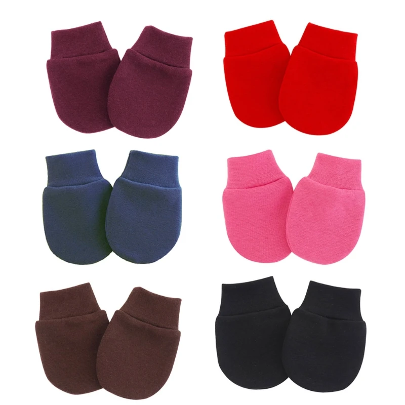 

W3JF 3 Pair/set Baby Cotton Mitten Newborn Anti-eat Hand Anti-Grab Face Protect Glove Baby Mitten