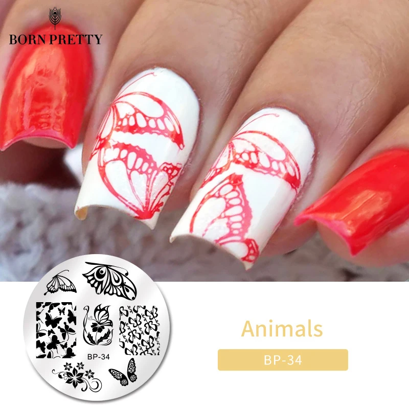Романтический Бабочка Шаблоны Ногтей Штамп Шаблон Изображение Пластины Плиты BORN