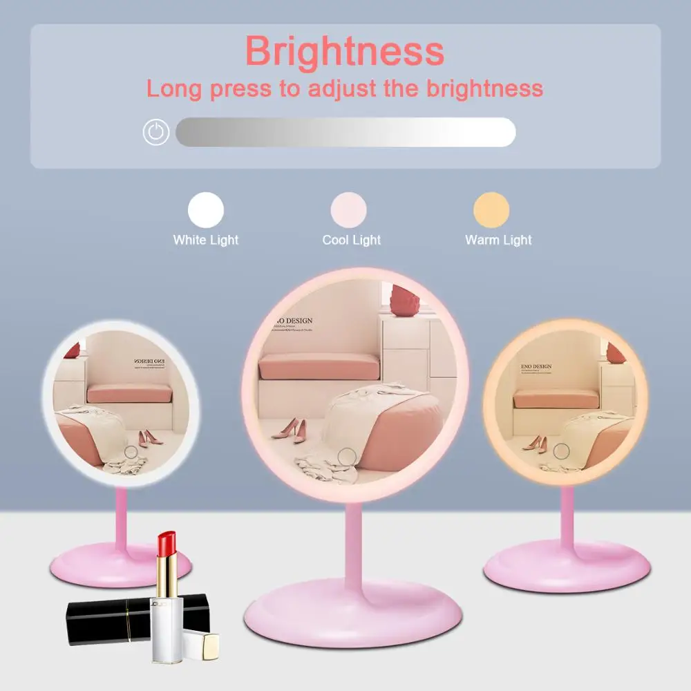 Настольное светодиодное зеркало для макияжа с 5-кратным увеличением и USB-зарядкой