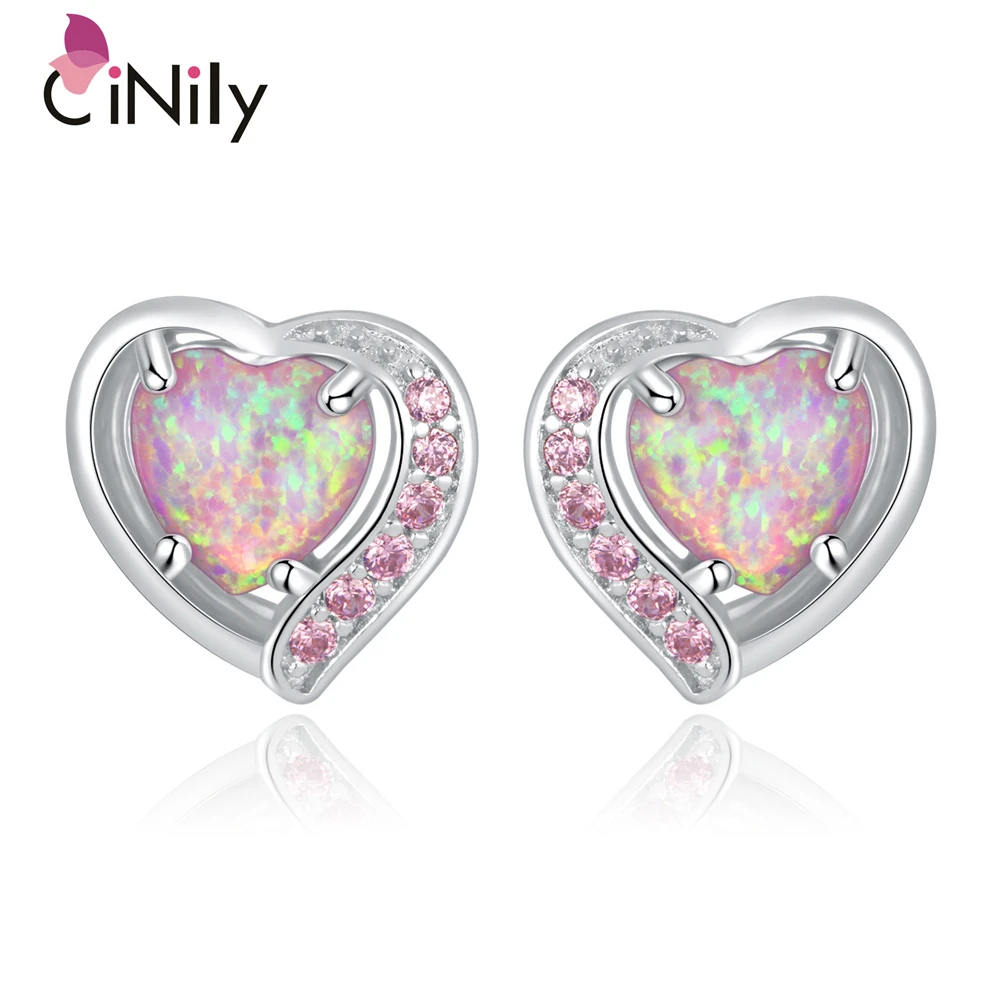 Женские серьги гвоздики с розовым опалом 13 мм OH4272|stud earrings for women|silver silverearrings heart |