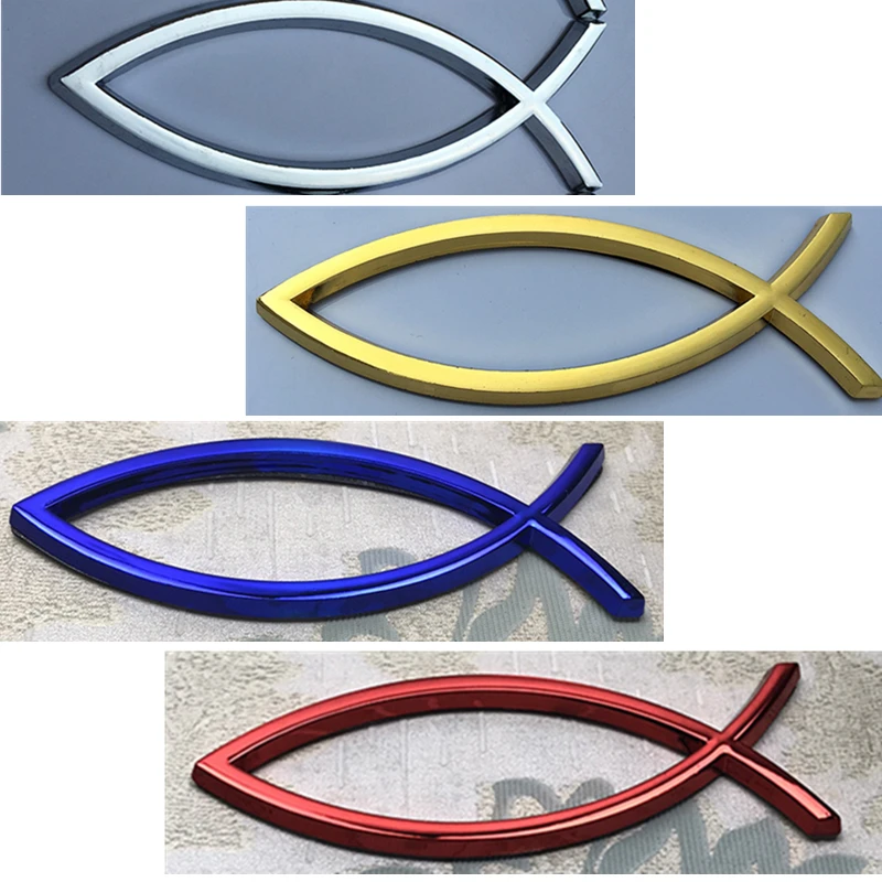 

4 цвета, символ рыбы, Стайлинг автомобиля, 3D абс наклейка для любви, универсальная эмблема, значок, наклейка, христианский грузовик, декоративная наклейка 1 шт.