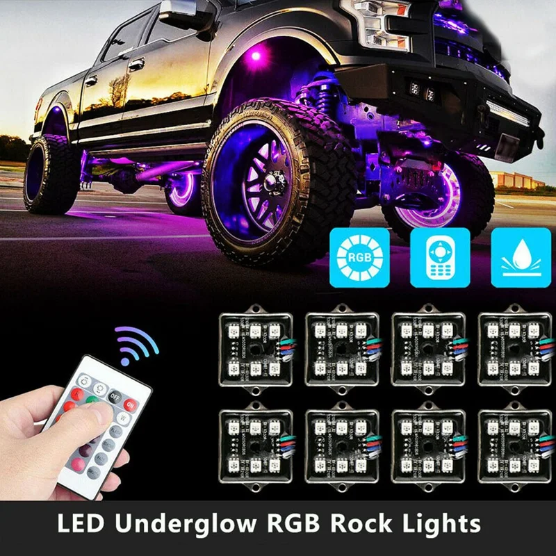 

LED Underglow RGB Atmosphere Light, 5050 SMD Remote Control Rock Lights Multicolor Neon Strip Light for Off-Road Truck