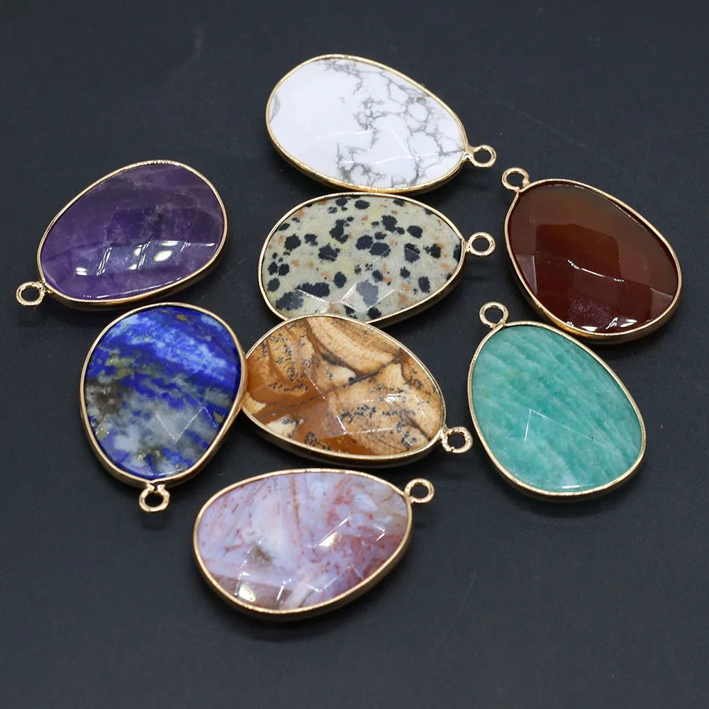 Натуральный камень, кристалл, агат, ограненный кулон, Амазонит, прозрачная фотография, для женщин, ожерелье «сделай сам», Erring, изготовление ювелирных изделий 23x40 мм
