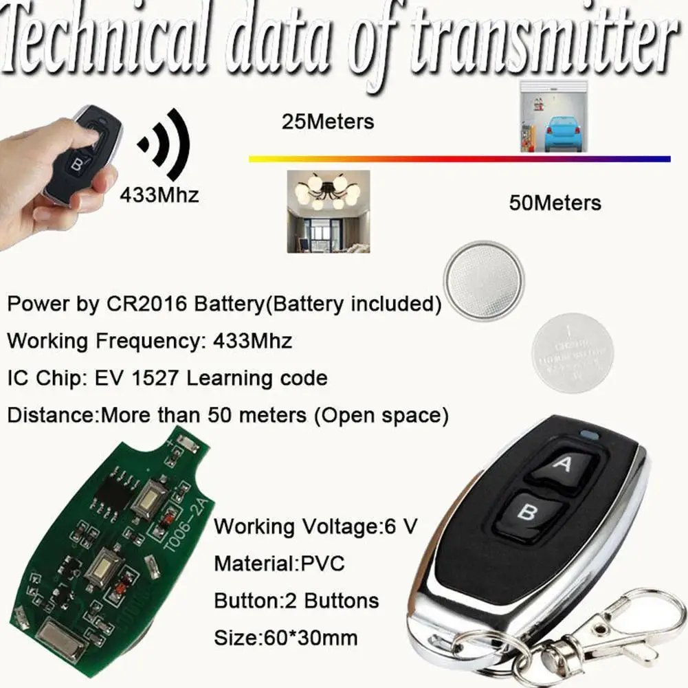 

433 Mhz Universal Wireless Remote Control Switch DC 12V 1CH Relay Receiver Module and RF Transmitter Electronic Lock Control Diy
