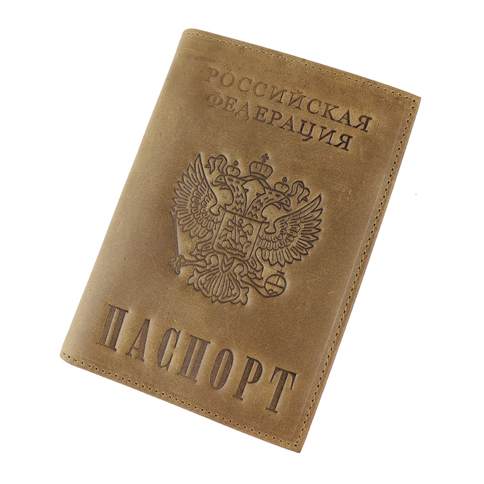 Российские и американские Чехлы для паспорта из натуральной кожи S596-50 мужчин Crazy Horse кожаный бумажник для карт держатель для ID карт темно-коричневый