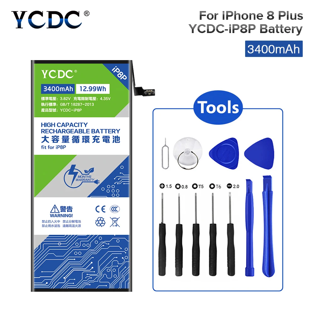 YCDC для Apple iPhone 8 Plus батарея 3 82 V 3400mAh литий полимерные аккумуляторы телефонов +