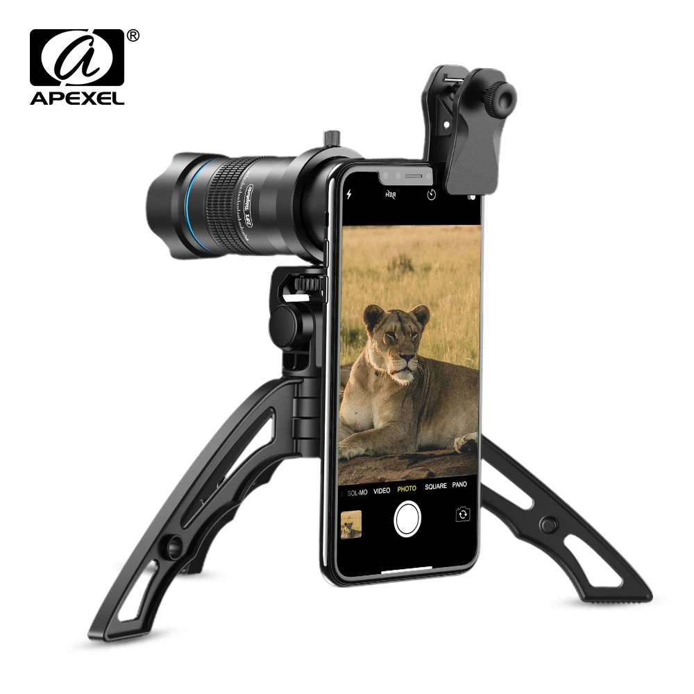 

Монокулярный телескоп высокой четкости APEXEL 28X 2021, высокомощный Компактный Монокуляр призмы с держателем, телеобъектив для смартфона