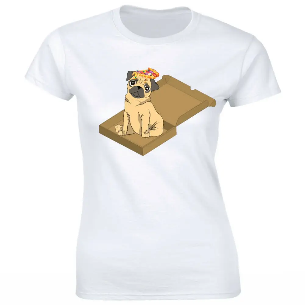 Милая футболка для женщин с изображением мопса щенка пиццы животных