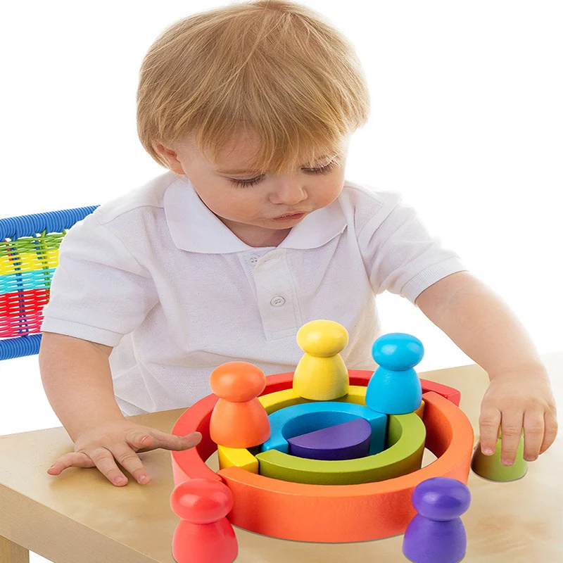 

Funny Rainbow Building Blocks Toy Set Toys Rainbow Stacking Arch Wooden Stacker Toys Building Blocks For Kids Christmas Gifts