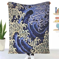 japanese feminine and masculine waves throw blanket winter flannel bedspreads bed sheets blankets on cars and sofas sofa