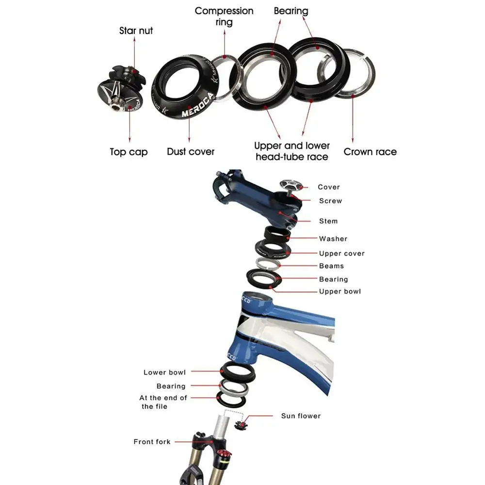 

Bike Headset Ultralight 34mm Bearing Headset External Wrist Group Road Bike Headset Group Mountain Bicycle Washer 113g 7 Colors