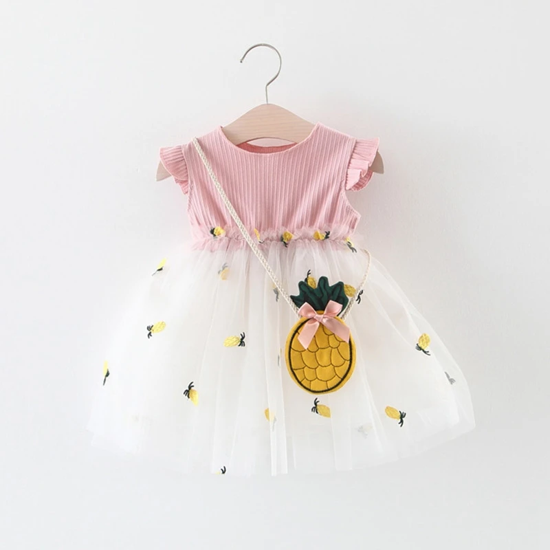 

Summer Princess Girls Dress Fashion Sleeveless Friut Cartoon Kids 1-4 Years Baby Girls Clothing Tutu Lace Wedding Girls Vestidos