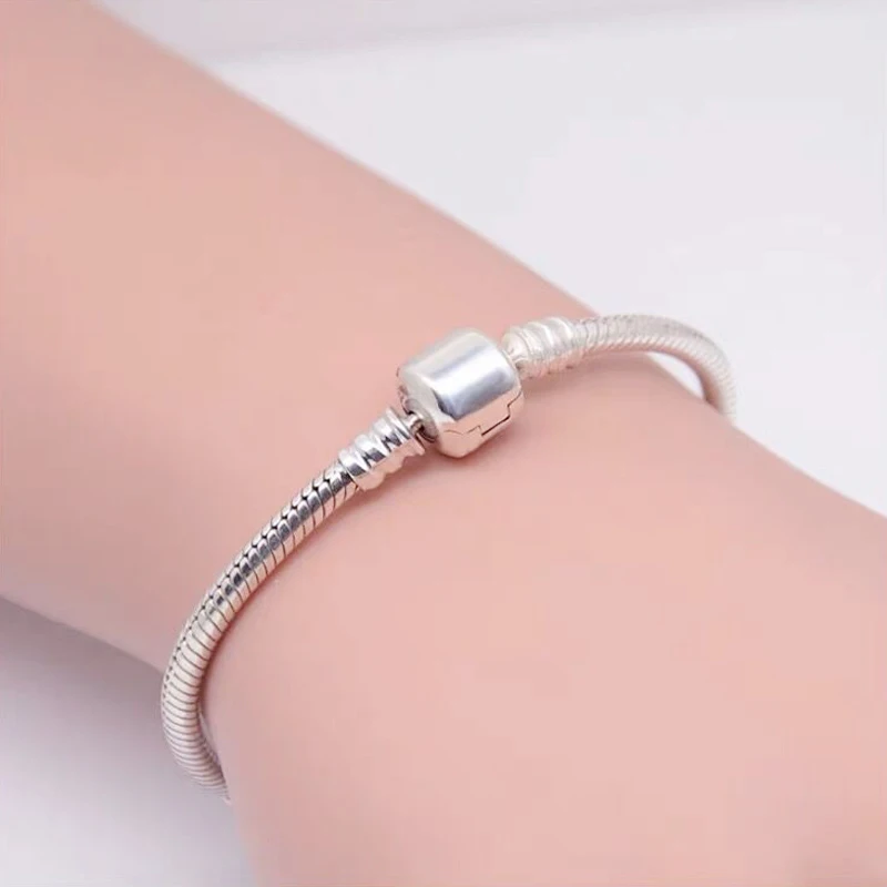 

Famous European Brand Bracelet With Certificate Original 925 Sterling Silver 3mm Chain DIY Charms Bracelets For Women Gift C005
