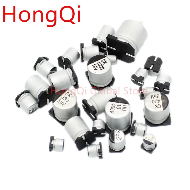 10Pcs SMD Aluminum Electrolytic Capacitor 6.3V 10V 16V 25V 35V 50V 63V 100 1UF 10UF 22UF 33UF 47UF 100UF 330UF 470UF 1000UF - купить по
