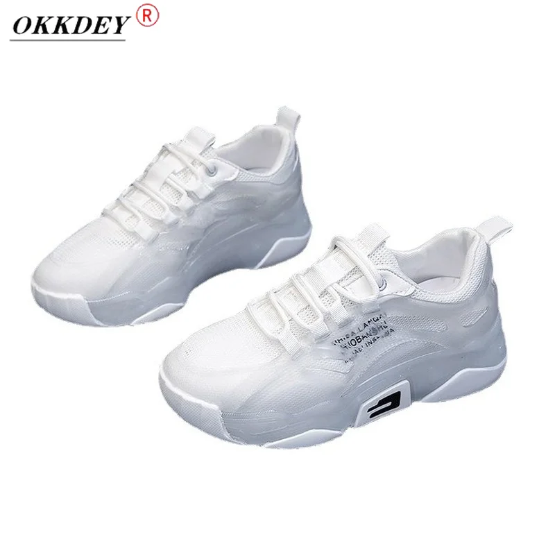 

2021 Summer New Daddy Shoes Female Hollow Jelly Bottom Mesh Breathable Shoes Increase Comfortable White Shoes Womens Sneakers