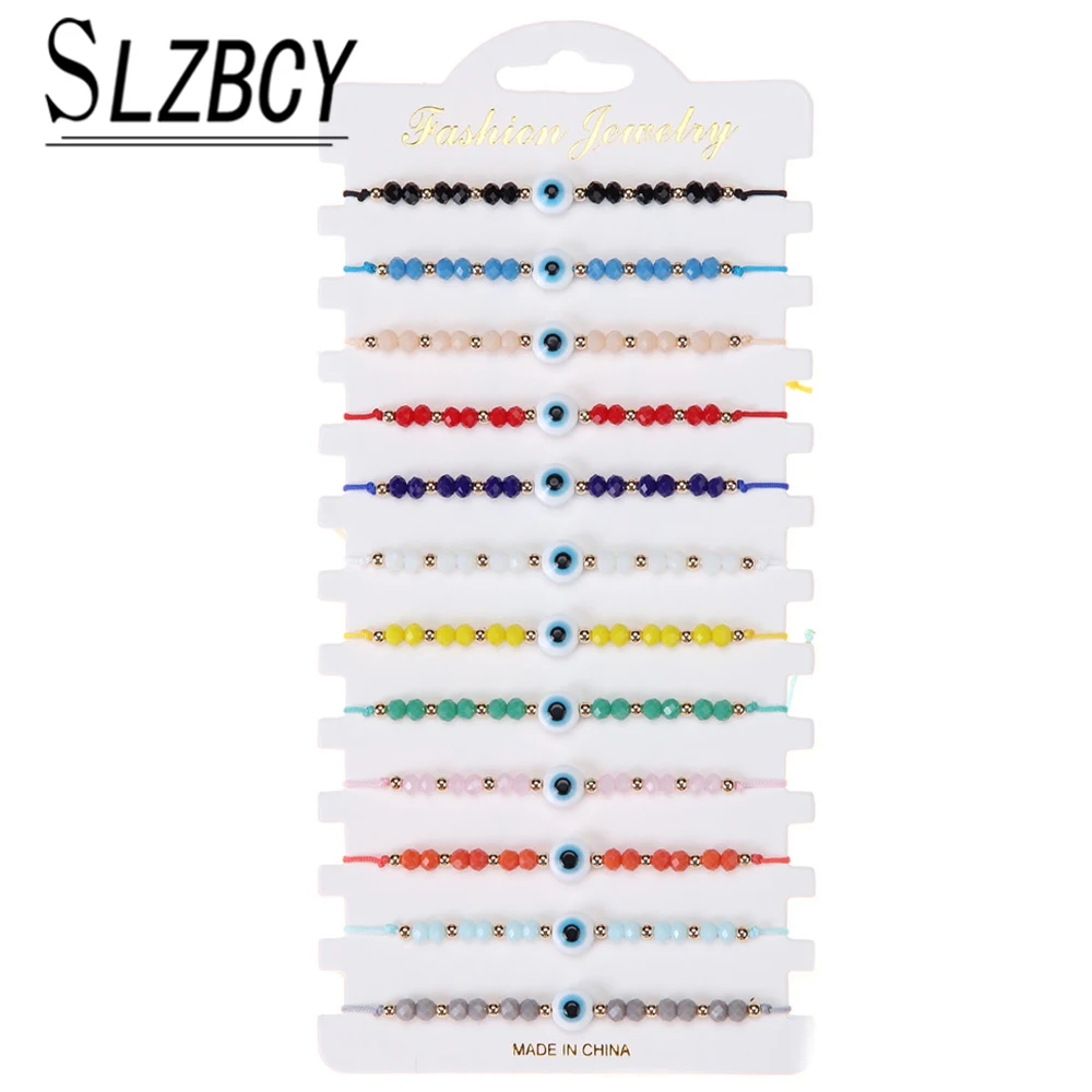 12 шт./компл. белый красный сглаза амулеты браслет набор красочные ручной работы