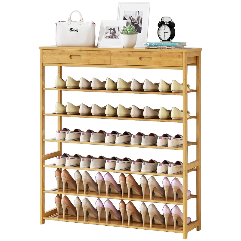 

Open shoe shelf, multi-layer economical, space-saving simple solid wood wooden home doorless shoe cabinet storage