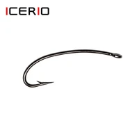 icerio 50pcs curved straight eye fly tying hook dry wet flies hoppers terrestrials and stonefly nymphs lure bait materials
