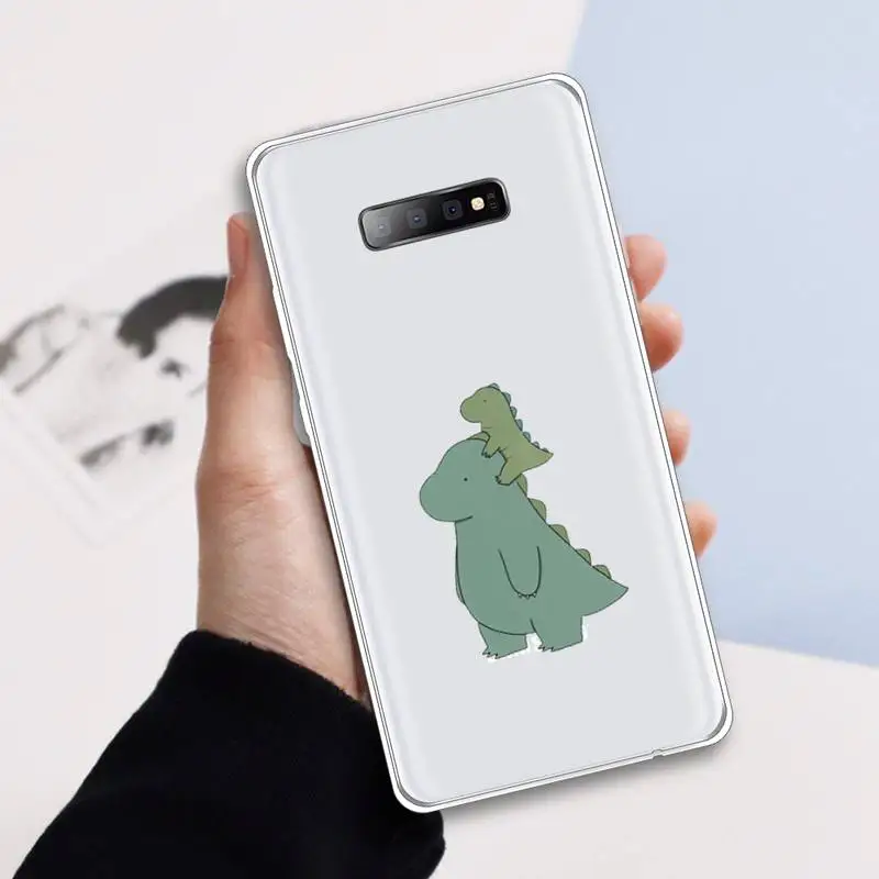 

Lovely cartoon Little dinosaur Phone Case Transparent For Samsung Galaxy A 71 21s S note 8 9 10 plus 20 ultra