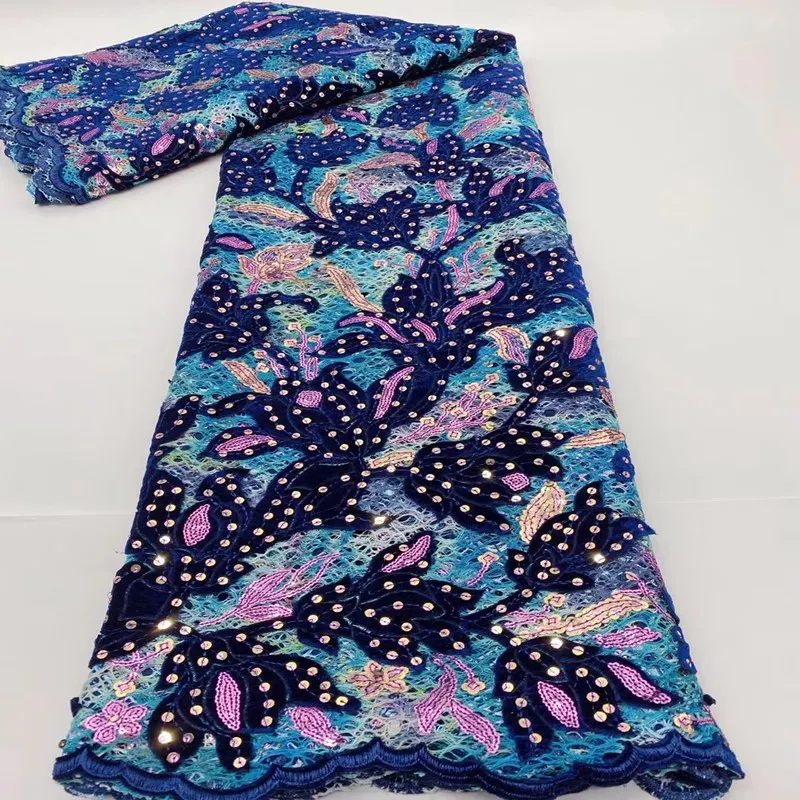 

Французская бархатная кружевная ткань, сетка фиолетового цвета, африканская вышивка, нигерийская французская кружевная ткань для вечевечерние Aso-ebi TS9380