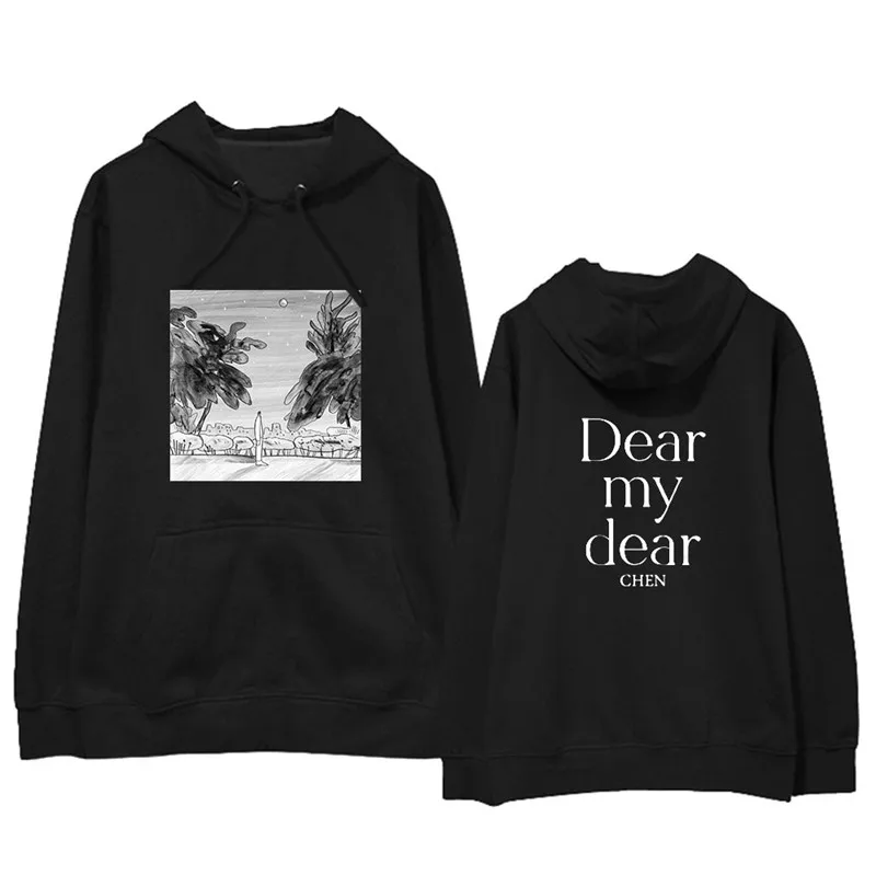Black KPOP EXO CHEN Dear My Dear Album Толстовка в стиле хип-хоп, повседневный Свободный пуловер с капюшоном, свитер с длинными рукавами и принтом WY1217 - Цвет: Black