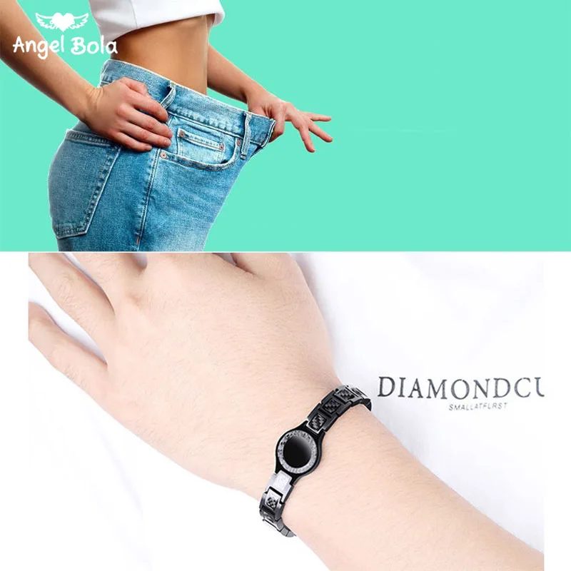 

Браслет Мужской Магнитный из нержавеющей стали, Ювелирное Украшение на заказ с черной подвеской дружбы для похудения и терапии