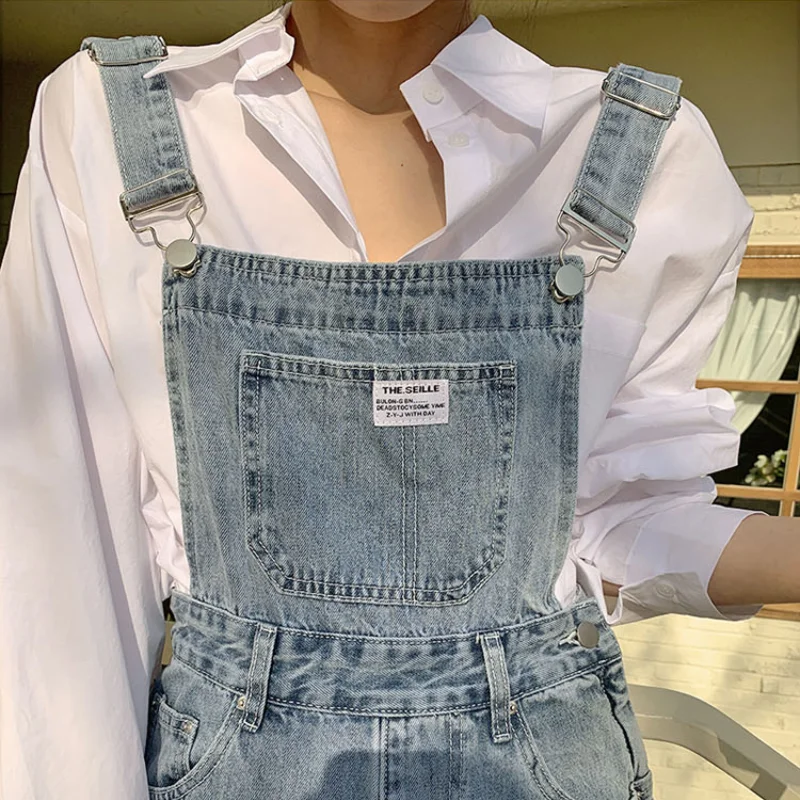 

Retro Denim Overalls Women Summer 2021 New Korean Style Loose Wide-leg Jumpsuits Tide Casual All Match Plus Size Women Jeans
