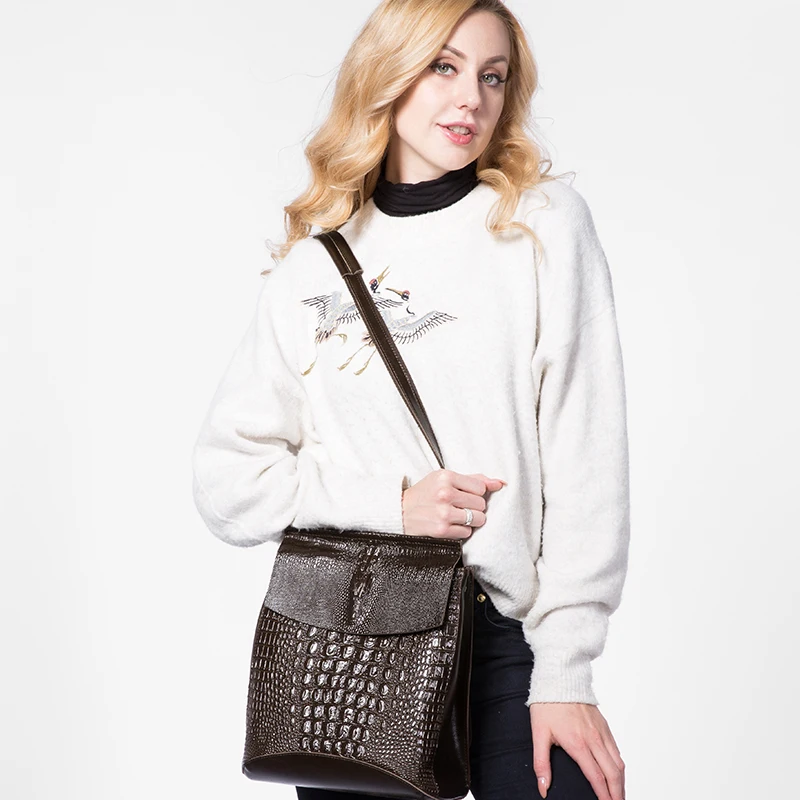 REALER женский рюкзак из сплит кожи с крокодиловым принтом школьный для девочек