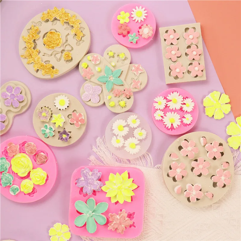 Flowers Variety of Fondant Silicone Mold DIY Cake Soft Candy Rose Cherry Blossom Chrysanthemum Mould | Дом и сад