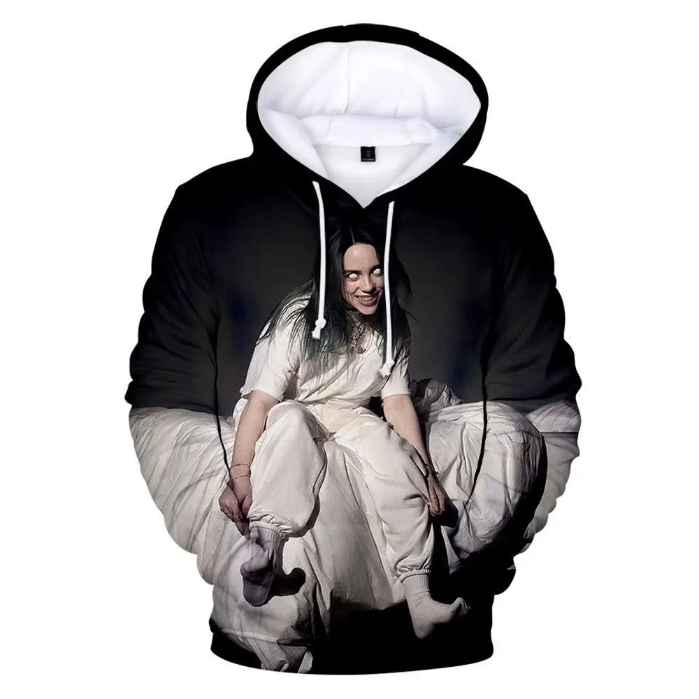 Модные дизайнерские 3D толстовки Billie Eilish для мужчин и женщин худи с капюшоном
