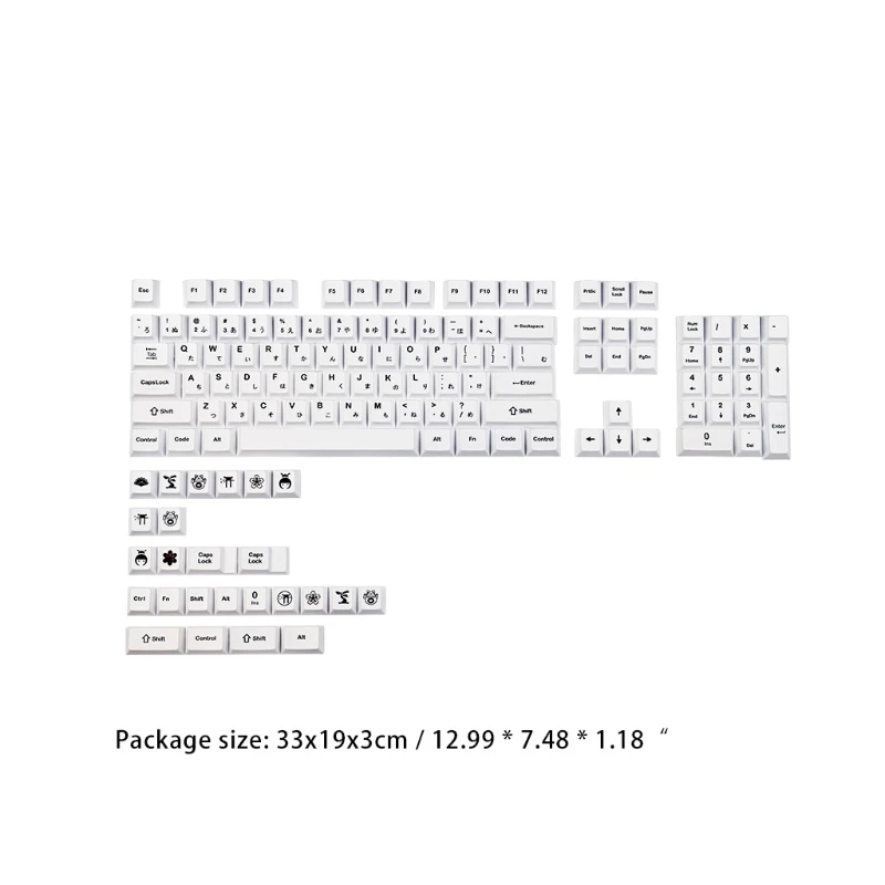 

PBT 135 Keys Cherry Profile DYE-Sub Japanese Keycap Minimalist White Theme Suitable for MX Cherry Mechanical Keyboard