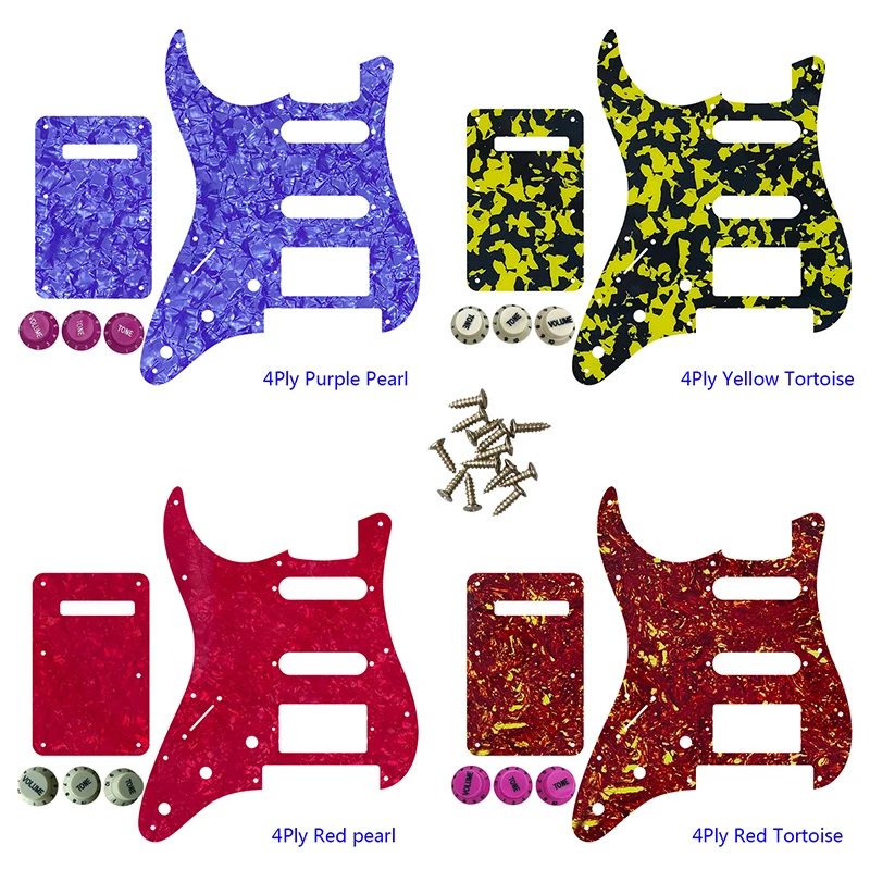 

Guitar Pickguard-For Left Hand US 11 Screw Holes With Floyd Rose Tremolo Bridge PAF HSS Scratch Plate &Back Plate & Control Knob