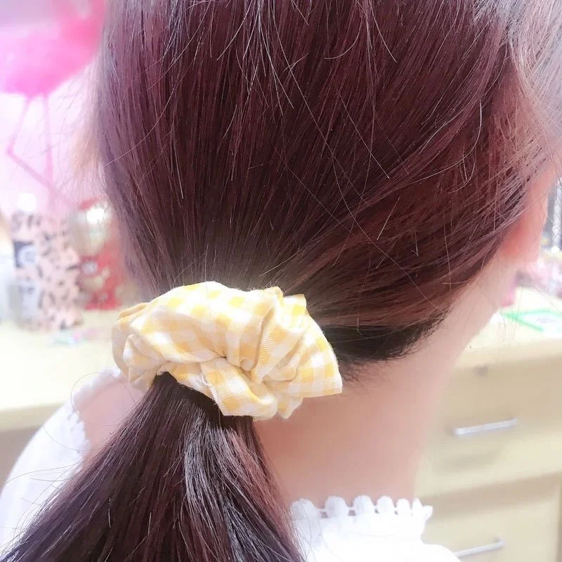 

Color Grid Elastic Hair Bands RubberBand Ponytail Holder for Women Kids Hair Ties Scrunchies Hairband Headwear Hair Accessories
