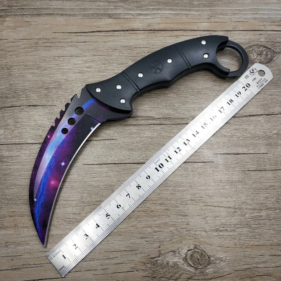 

Dropship 420C Steel Karambit Cs Go Tactical Knife ABS Handle Counter Strike Machete Knife Survival Hunting Knife with Belt Clip