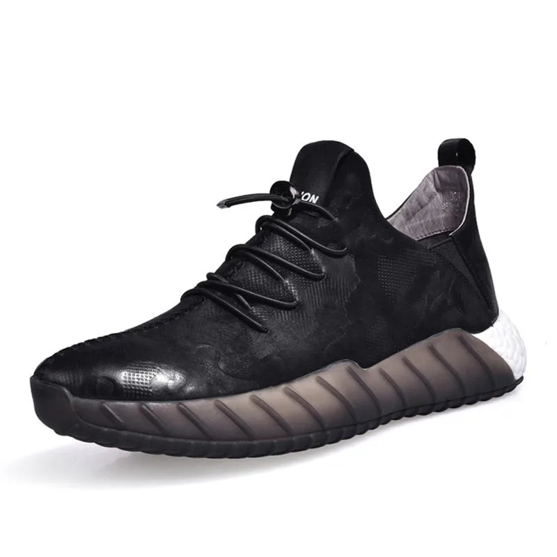 Brand New Men 2020 Genuine Leather Casual Breathable Comfort Students Male Footwear Soft Thick Platform Lace Up Punk Shoes | Обувь