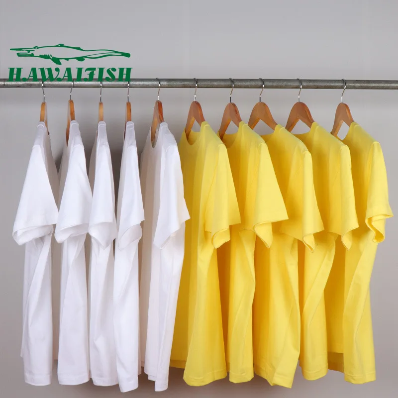 

2021 summer new solid color t shirt men black and white 100% cotton t-shirts youth sports short sleeve