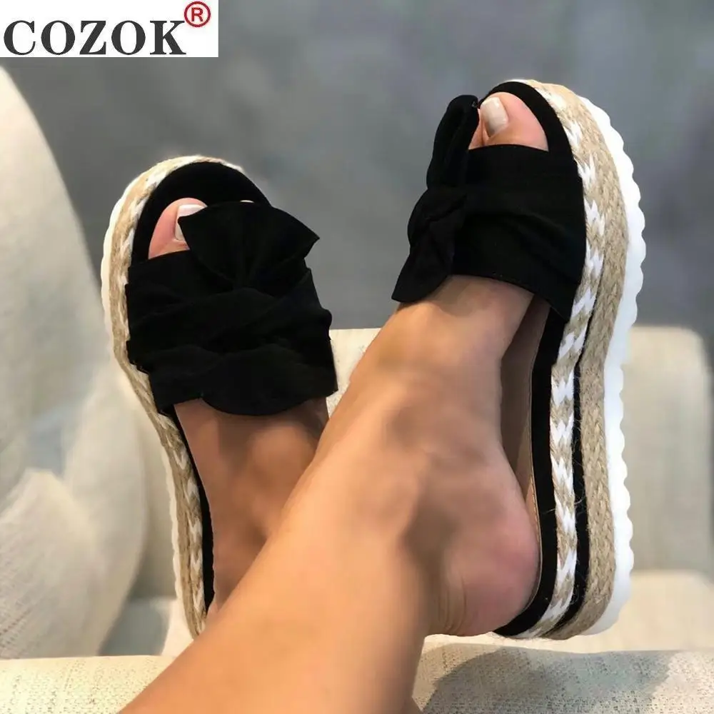 

2020 Summer Fashion Sandals Shoes Women Bow Summer Sandals Slipper Indoor Outdoor Flip-flops Beach Shoes Female Slippers