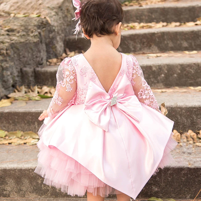 

9M-5Y Infant Birthday Party Princess Dress Child Girl Cake Layer Lace Sleeve Costume Kids Wedding Party Dress For Girls Vestidos