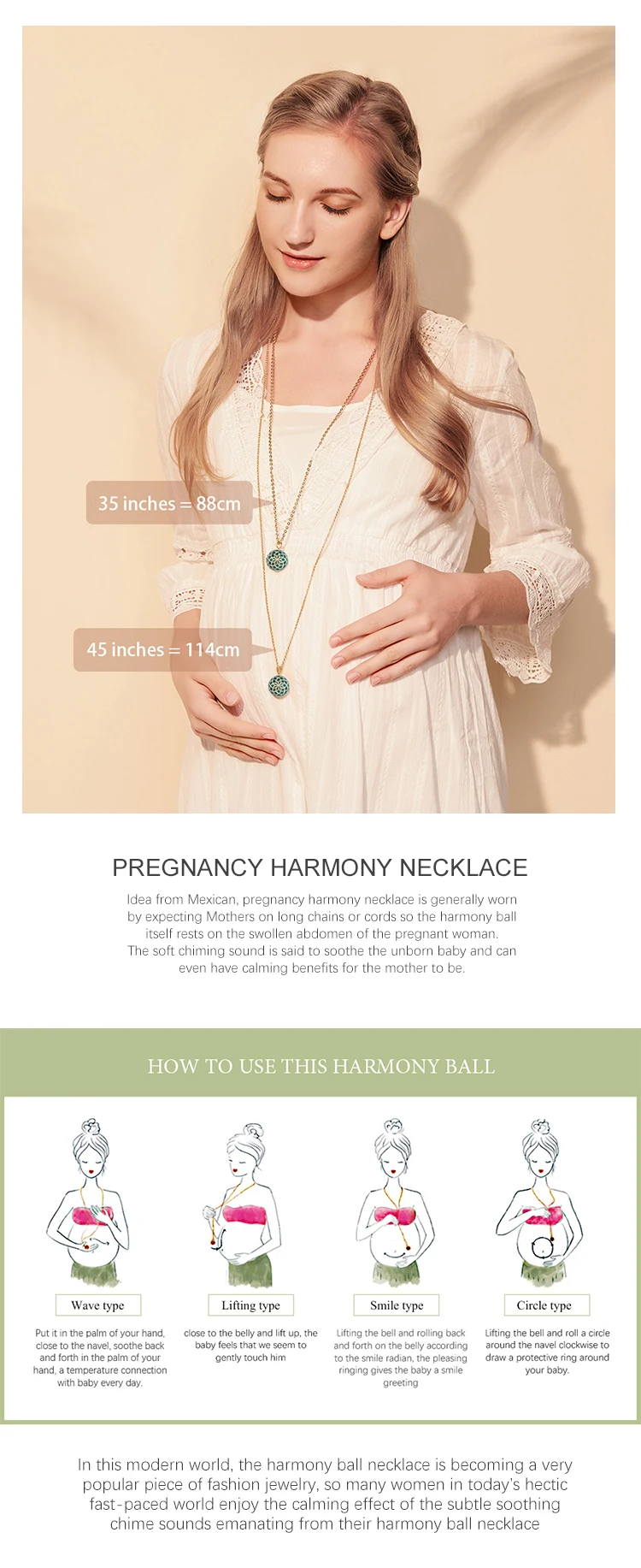 Eudora Harmony Gold green Flower Ball Necklace Chime ball Maternal bola bell appease fetal prenatal bell pregnant women Jewelry