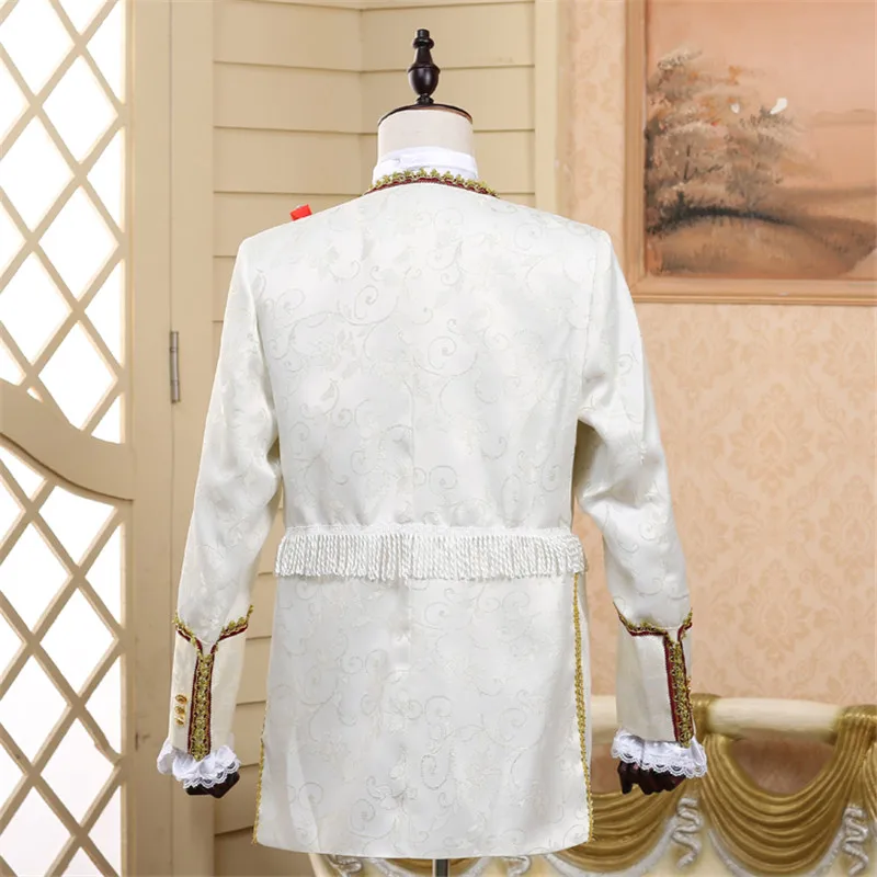 Модный мужской костюм дворного принца трех цветов винтажный приталенный с