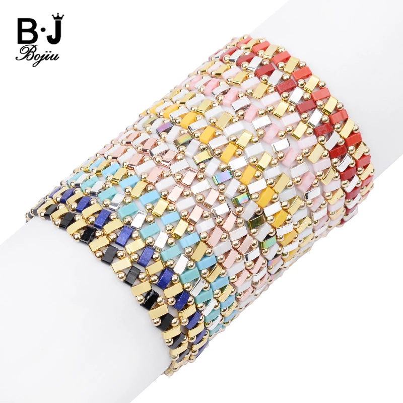 BOJIU Boho разноцветные Миюки Тила бусины браслеты для женщин летние пляжные