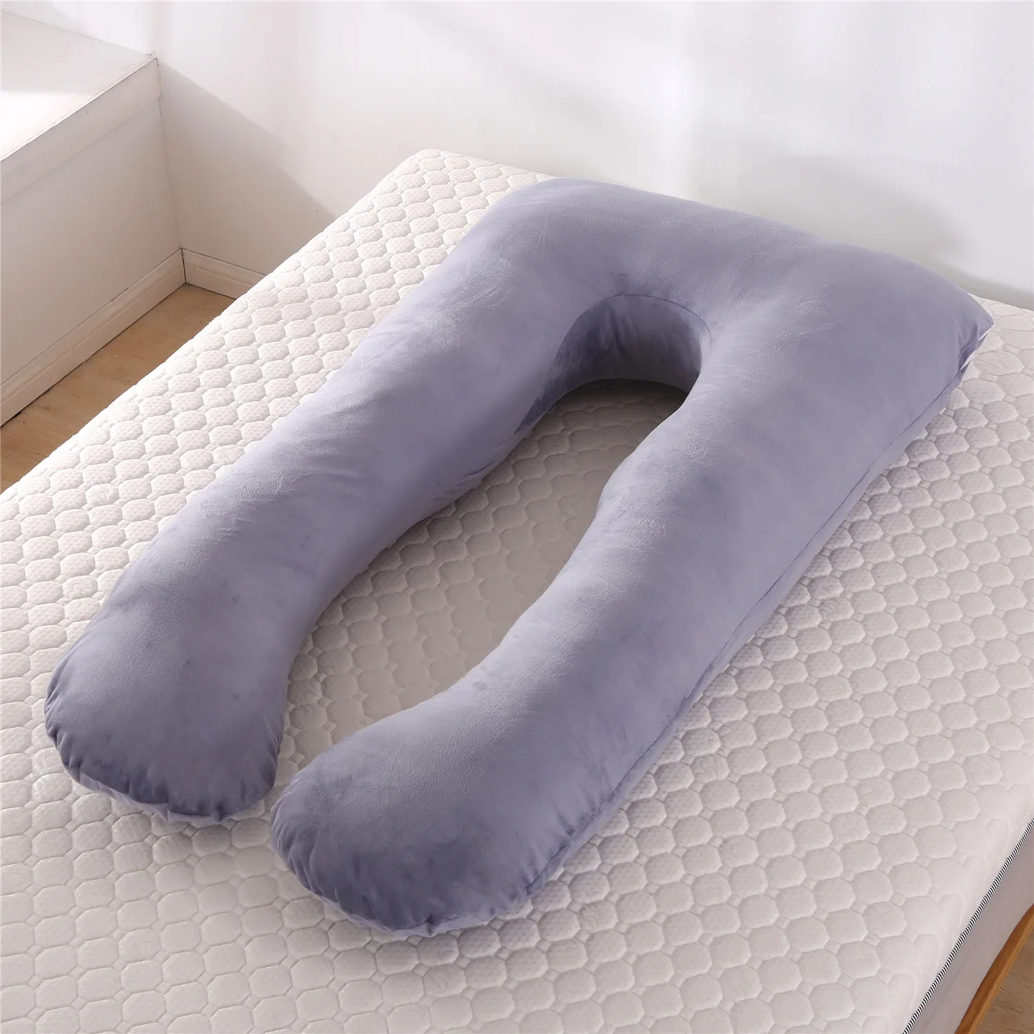 Plush Grey Прямая поставка, подушка для сна для беременных женщин, плюшевая наволочка, u-образная Подушка для беременных - Цвет: Plush Grey