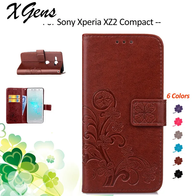 Чехол для Sony Xperia XZ2 Compact флип чехол из искусственной кожи с держателем карт бампер