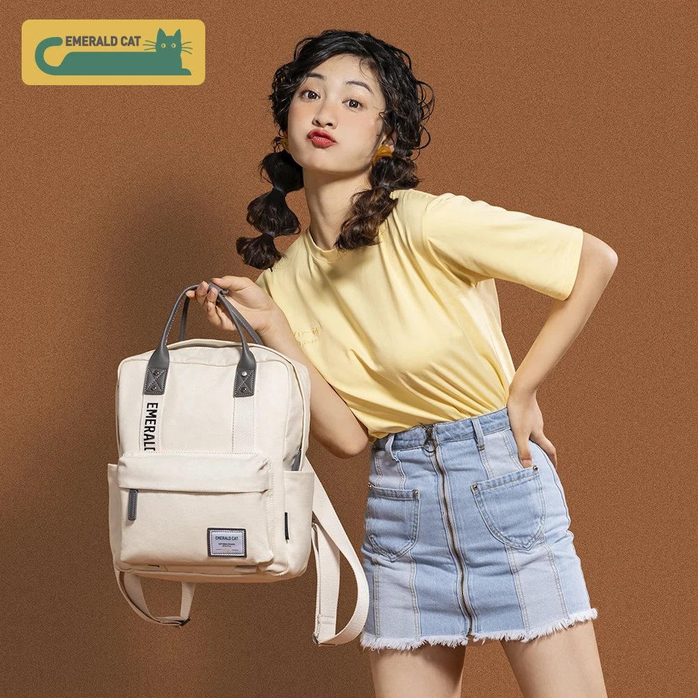2019 Изумрудный Кот женские холщовые рюкзаки школьная сумка дорожная через плечо |