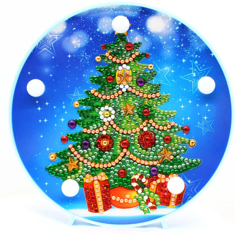 

DIY Christmas tree LED Diamond Painting Light Cross Stitch Embroidery Drill Special Shaped Lamp Home Decoration Gift Night Lamp