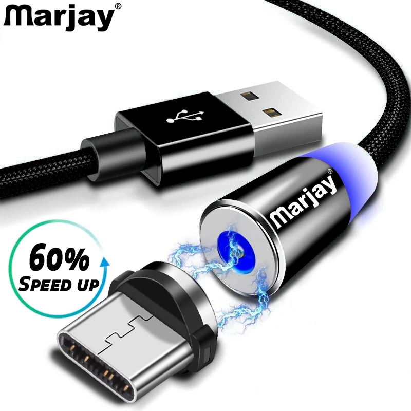 Магнитный кабель Marjay USB Type C для Samsung S8 S9 S10 Plus Huawei P30 Pro Xiaomi mi9 mi8 Type-C шнур зарядного