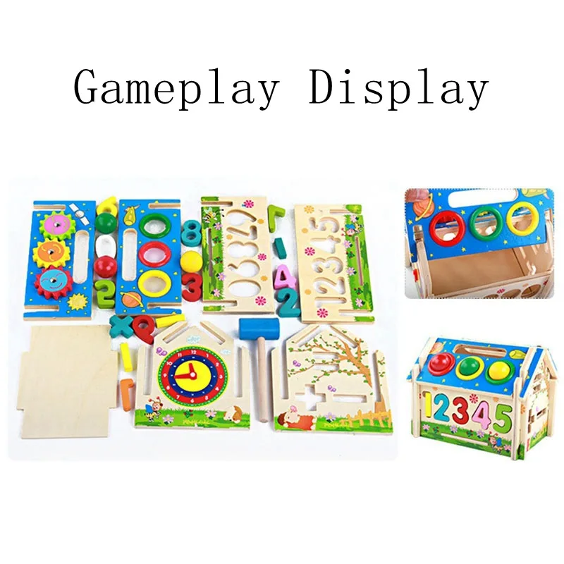 Wooden Building Toy Set Blocks Playset for Kids Girl Boy Educational Toys DIY Creative Baby | Игрушки и хобби