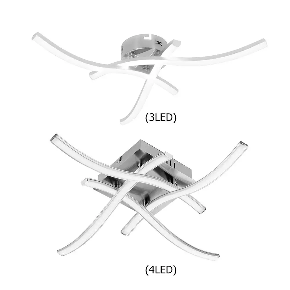 

LED Ceiling Lamp AC 85-265V Forked Shaped Indoor Modern Lamp Home Kitchen Living Room Bedroom Curved Design Light
